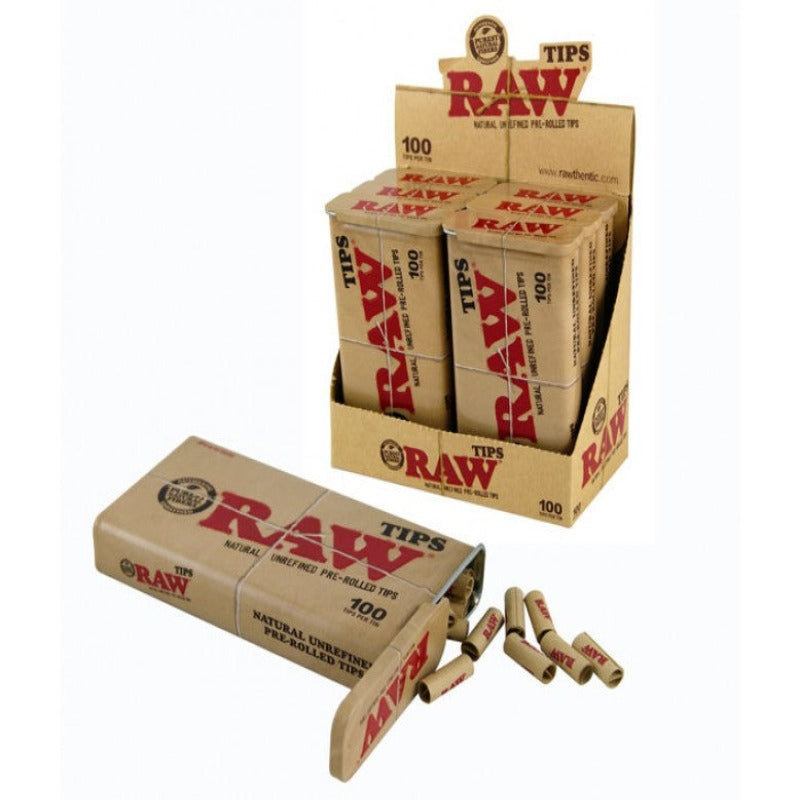Raw - Pre Rolled 100 Tips - Tin Pack
